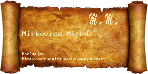 Mirkovics Mirkó névjegykártya